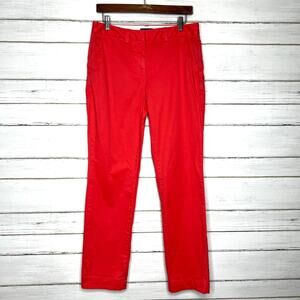Lands' End Mid Rise Straight Leg Pants Size 6 Coral Pink Cotton Stretch Career